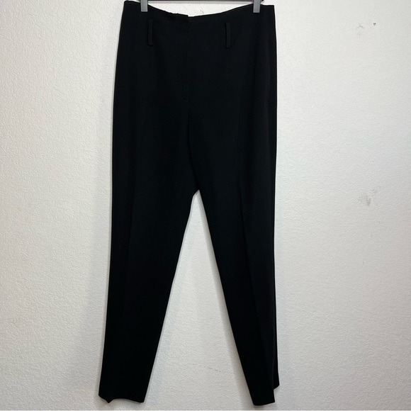 Theory Women Trouser Pants 8 Black Straight Leg Belted High Rise Office Business - Picture 1 of 11